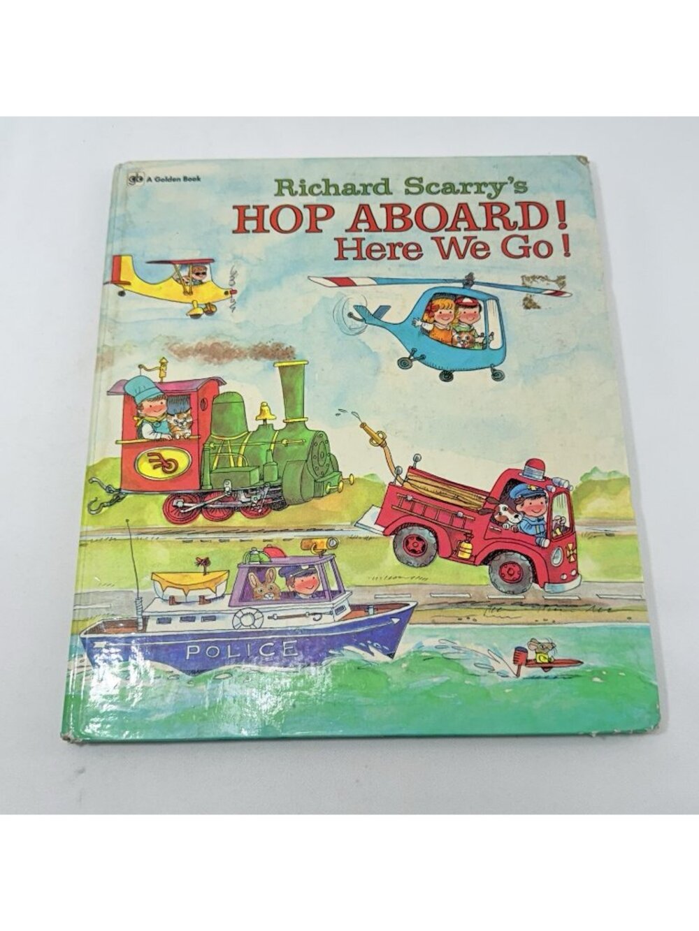 Vintage Children Big Book Hop Aboard Richard Scarry Car Train Plane Kid Picture